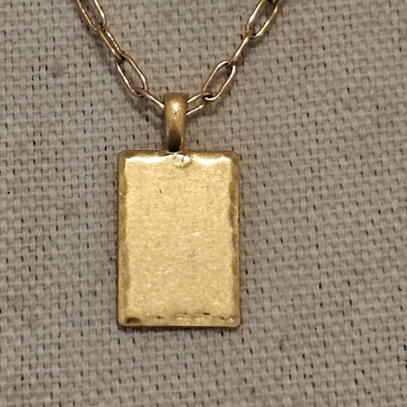 Madewell Gold Tone Rectangular Pendant 18" Necklace - Picture 2 of 3